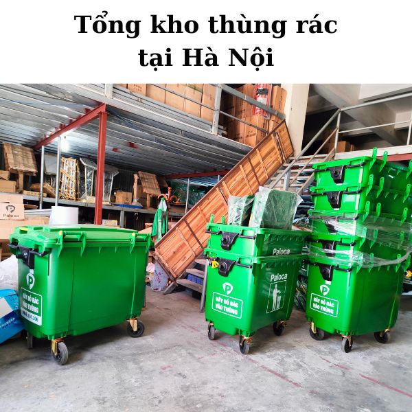 Thùng rác nhựa 660L tại tổng kho Hành Tinh Xanh ở Hà Nội