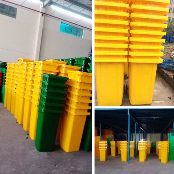 Thùng rác HDPE 120 lít tại tổng kho TP Hồ Chí Minh xuất cho đối tác tại Trà Vinh