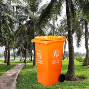 Thùng rác nhựa màu cam dung tích 120l