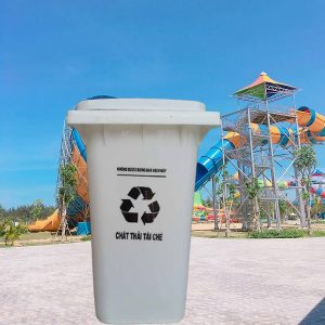 Thùng rác HDPE 120 lít màu trắng