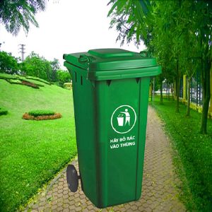 Thùng rác nhựa HDPE màu xanh lá cây dung tích 120l