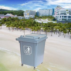 Thùng rác nhựa HDPE 60L màu ghi giá rẻ