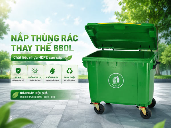 Tự thay nắp cho thùng rác công nghiệp